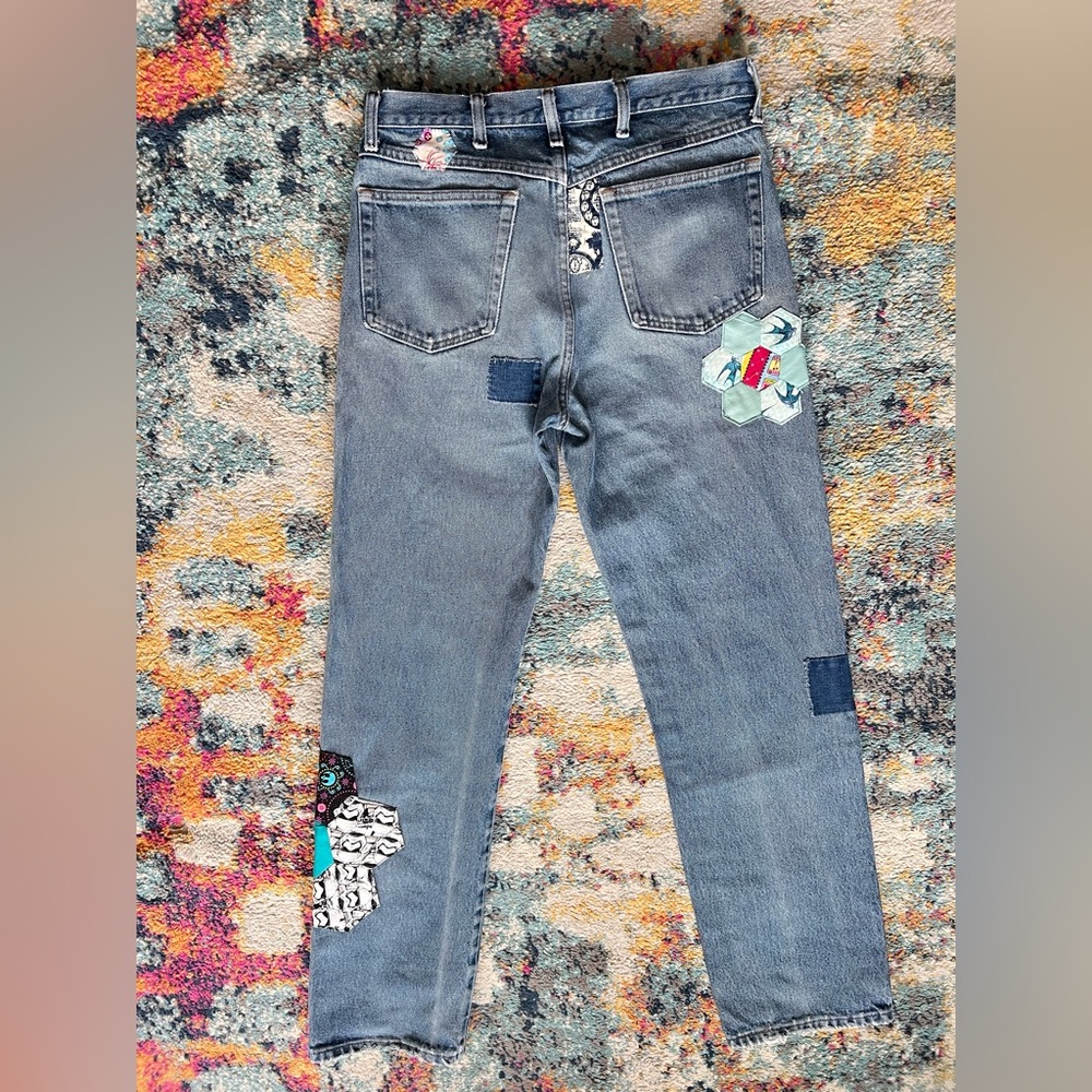 Floral Upcycled Patchwork Denim - Picture 7 of 16